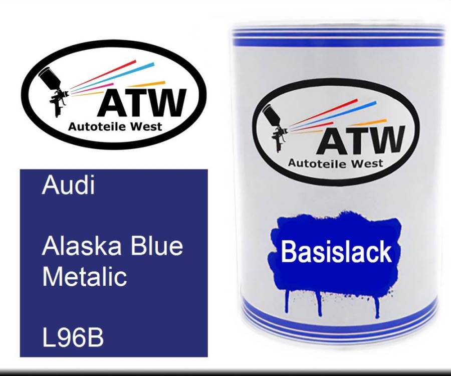 Audi, Alaska Blue Metalic, L96B: 500ml Lackdose, von ATW Autoteile West.